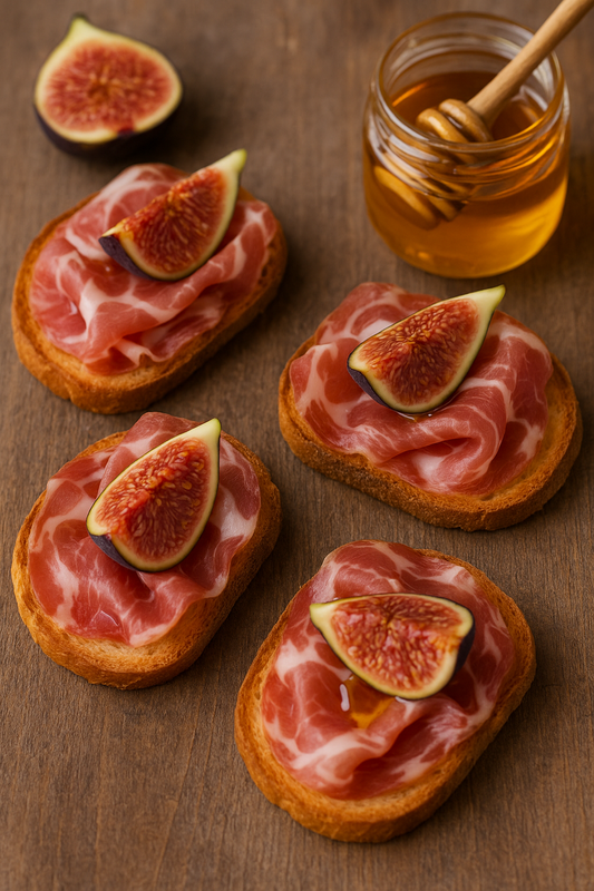 Crostini con Coppa di Parma, fichi e miele
